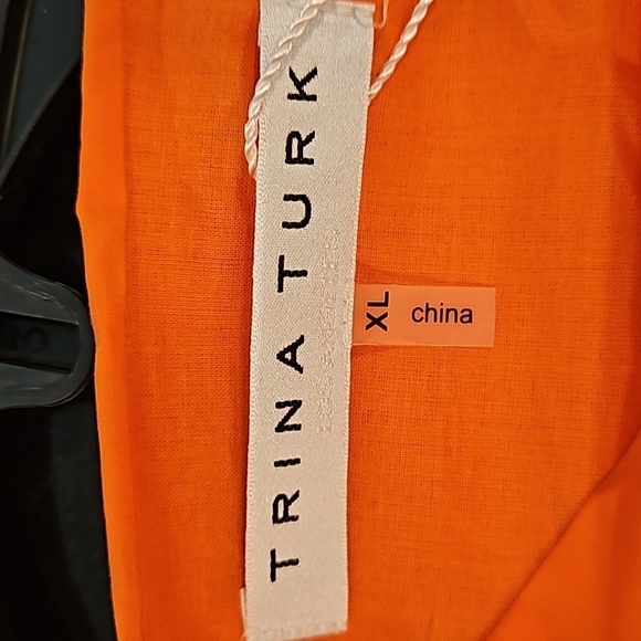 💕TRINA TURK💕 Sought After Dress High Low Bubble Hem Fire Island Orange XL NWT - Picture 10 of 13